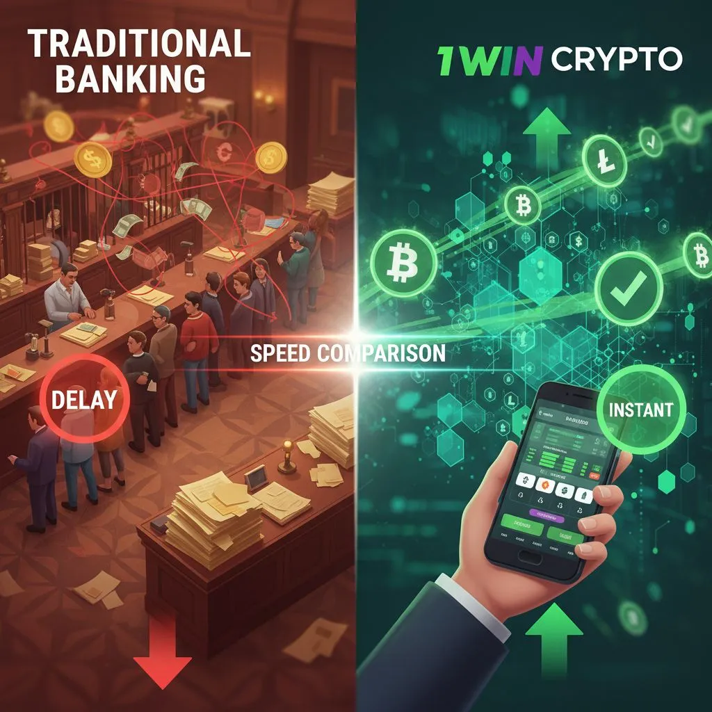 Fast 1win Crypto payments versus slow traditional banking